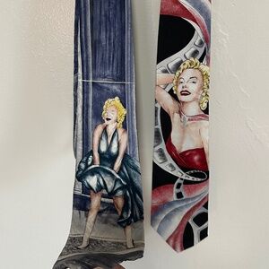 Vintage Cornell Susan Bernard Marilyn Monroe Silk Ties, Bundle of 2
